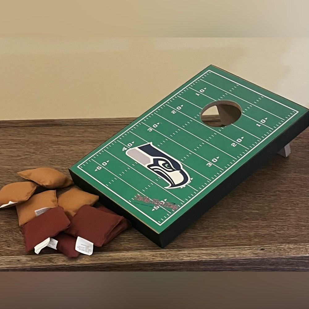 Wild Sports Seattle Seahawks Table Top Mini Corn Hole Set W/8 Bean Bags